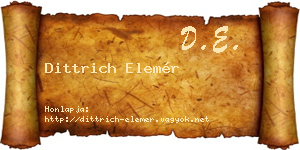 Dittrich Elemér névjegykártya